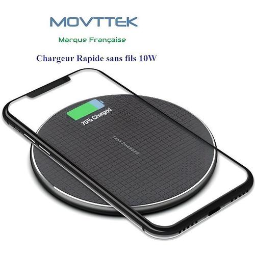 Movttek® France Chargeur Ultra Rapide Sans Fils Induction Qi Pour Samsung Galaxy S6,S6 Edge,S7,S7 Edge, S8,S8 Edge,S9,S10,S20 Iphone.