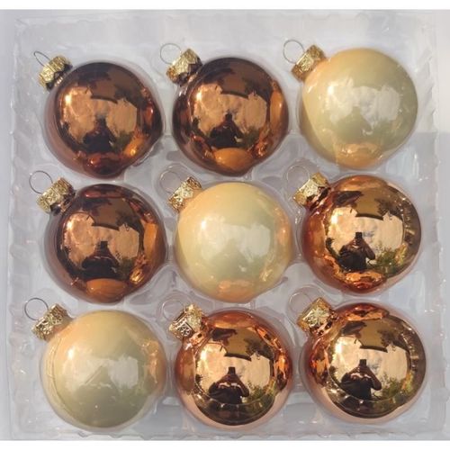 Lot de 18 Boules de Noel en VERRE Marron 6cm, Decoration Sapin de Noel.