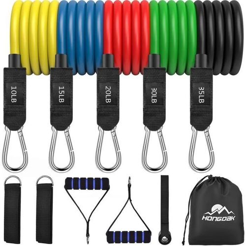 Bandes De Résistance Set Elastique Musculation Tubes Latex Avec Poignées, Serviette, Ancre De Porte, Sangles De Cheville, Pilates Y.