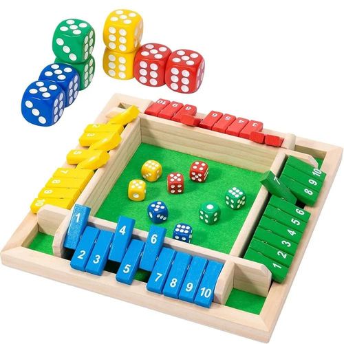 Boîte fermée en bois, jeu de dés, 8 dés, Table, compétences mathématiques, Club de fête, jeux à boire pour les familles, cadeau de noël--4-color
