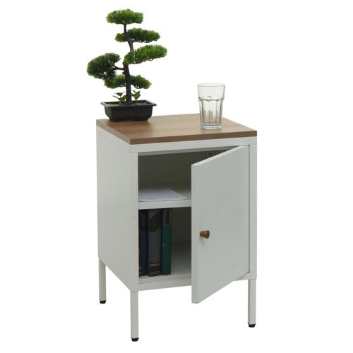 Table De Nuit Hwc-L84, Armoire De Chevet Commode, Métal 63x40x40cm, Mélaminé   Blanc