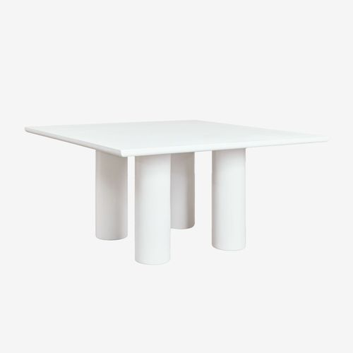Table De Jardin Carrée 150x150 Cm En Ciment De Lisbonne Blanc
