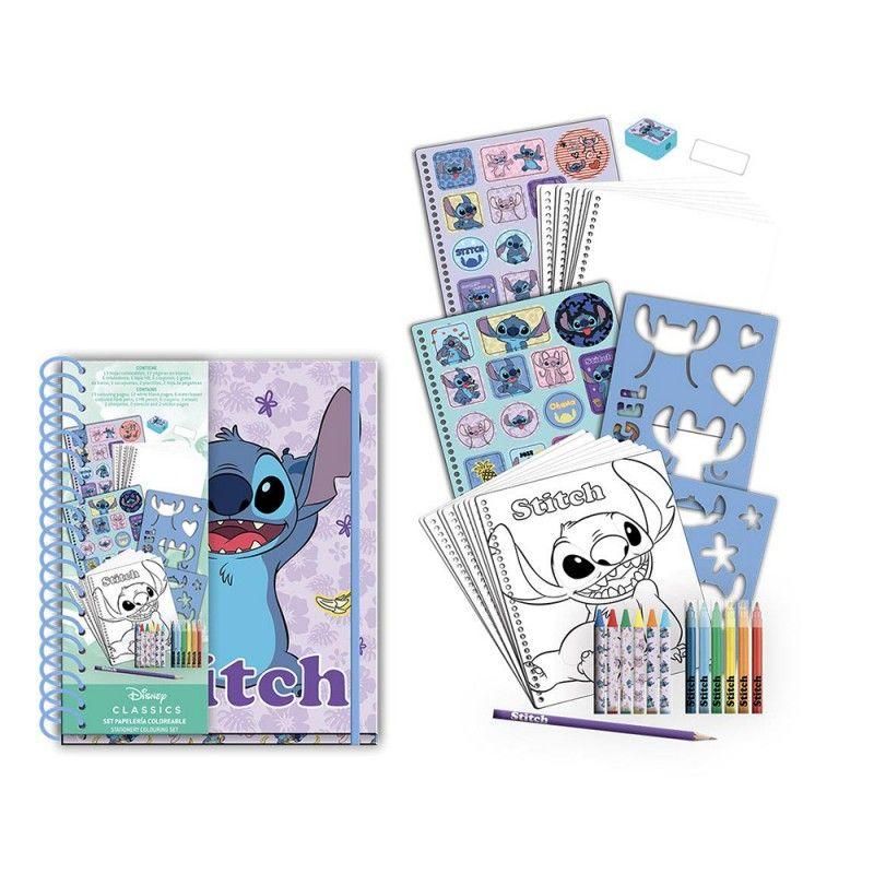 Disney Stitch - set de papeterie - set scolaire - carnet a4 - trousse - 4  crayons de