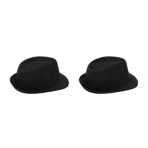 2x Noir Fedora Plaine Chapeau Accessoire Tenue Pour Bandit Deguisements