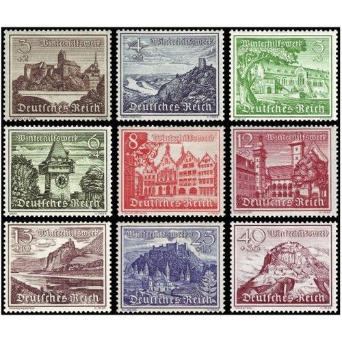 Allemagne, 3eme Reich 1939, Très Belle Serie Complete Neuve** Luxe Timbres Yvert 654 À 662, Au Profit Du Secours D'hiver, Châteaux Et Monuments. -