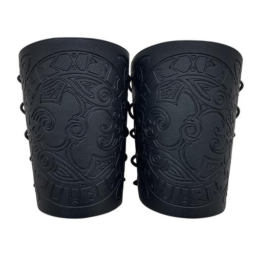 Brassard De Bras Viking, Armure De Bras En Cuir Nordique Gaufr¿¿, Bracelet De Bras M¿¿Di¿¿Val En Similicuir Pour Gn Noir