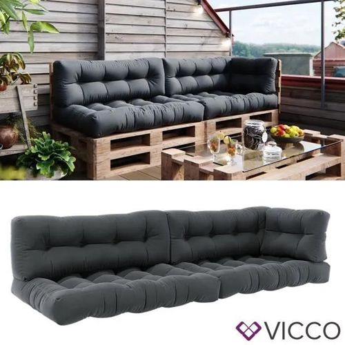 Vicco Lot De Coussins Coussin D'assise Dossier Et Latéral Flocon Anthracite