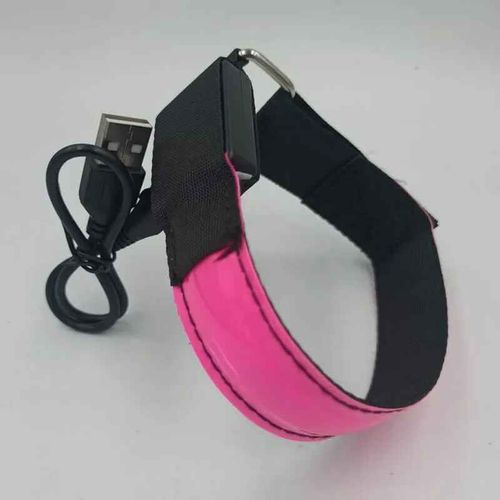 Brassard De Course De Nuit Shoous Avec Lumière Led,Ceinture De Sécurité,Bandeau De Sport,Bandeau De Cyclisme,Bandeau Anti-Rouleau - Type Usb Pink #A