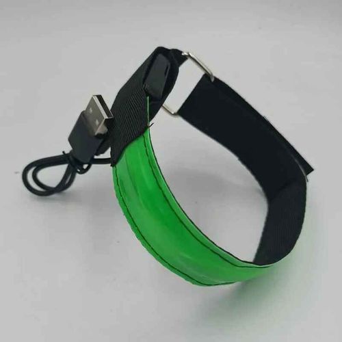 Brassard De Course De Nuit Shoous Avec Lumière Led,Ceinture De Sécurité,Bandeau De Sport,Bandeau De Cyclisme,Bandeau Anti-Rouleau - Type Usb Green #B