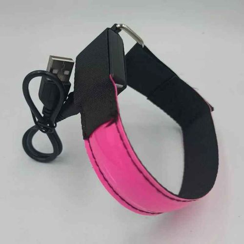Brassard De Course De Nuit Shoous Avec Lumière Led,Ceinture De Sécurité,Bandeau De Sport,Bandeau De Cyclisme,Bandeau Anti-Rouleau - Type Usb Pink #B