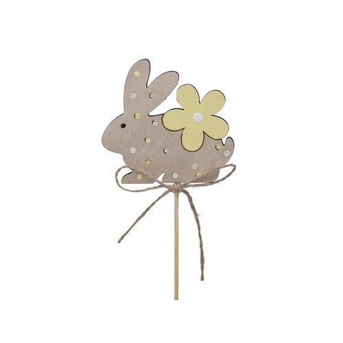 PIQUE LAPIN FLEUR JAUNE BOIS NUD 7.5X6CM