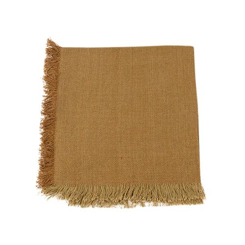 4 Serviettes Coton Effiloché Lavable 45cm Camel