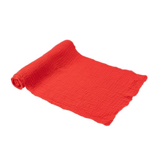 Chemin De Table Gaze De Coton 30cmx3m Rouge