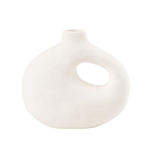 VASE GRÈS BAZA 13X14CM BLANC