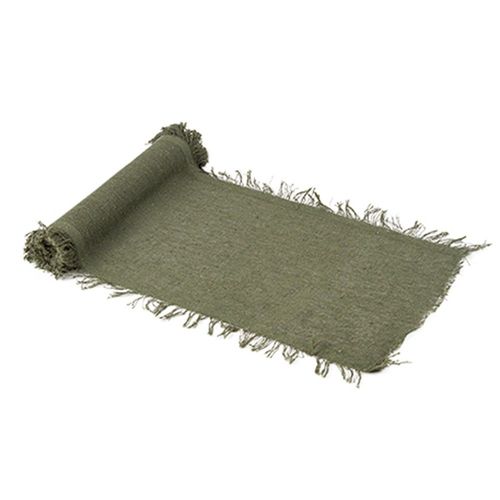 Chemin De Table Effiloché Chanvre 30cmx3m Sauge