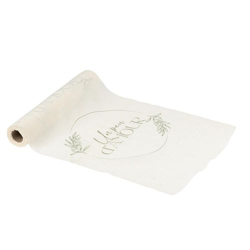 Chemin De Table Mousseline Olivier 28cmx5m Crème