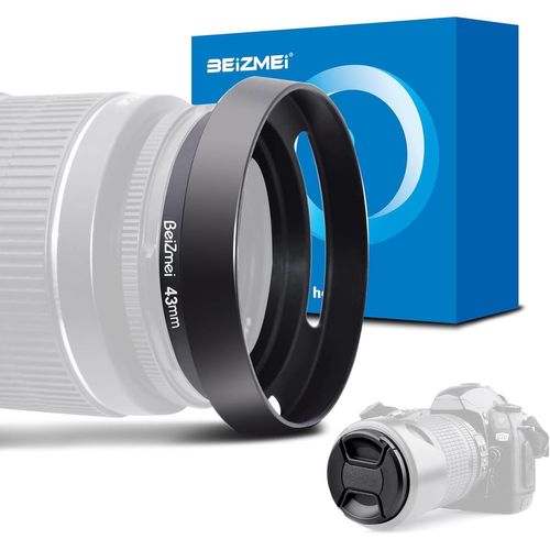 Pare-Soleil De 43 Mm,Abat-Jour Universel Pour Appareil Photo En Métal De 43 Mm,Compatible Avec Toutes Les Marques De 43 Mm,Diamètre Des Objectifs+Cache-Objectif De 43 Mm