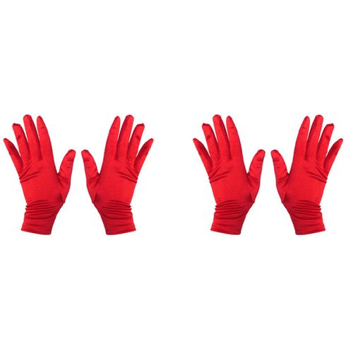 4x Mesdames ¿¿Cran Solaire Court Satin Satin Glove Surface Dance Performance Gloves Etiquette Gloves Rouge