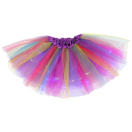 Jupe Tutu Pour Filles Avec Paillettes ?Toiles Lumineuses Led, Jupe Tutu De Danse De Ballet Pour Petites Filles, Violet