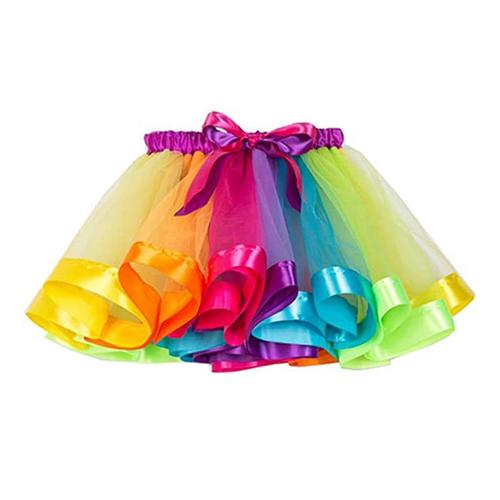 Arc-En-Ciel Tutu Jupe Filles Tulle Jupe Enfants Ballet Danse ¿¿ Volants Jupe Robe Courte De F¿ºte,L