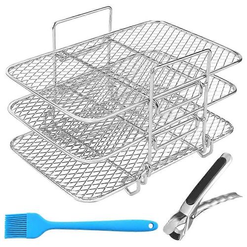 Grille de friteuse à air compatible pour ninja foodi Dual Air Fryer Stand 304 Grille de déshydrateur en acier inoxydable Déshydrateur à 3 couches