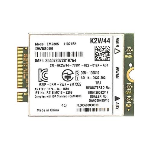 EM7305 GOBI5000 Carte WiFi 4G NGFF WWAN pour E7250 E7450 E5250 7214 7350 7414 Venue 8 Pro 5855 5056