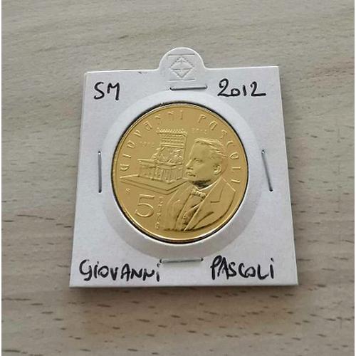 Saint Marin 2012 - Giovanni Pascoli - 5 Euros Commemorative - Plaque Or Vergoldet
