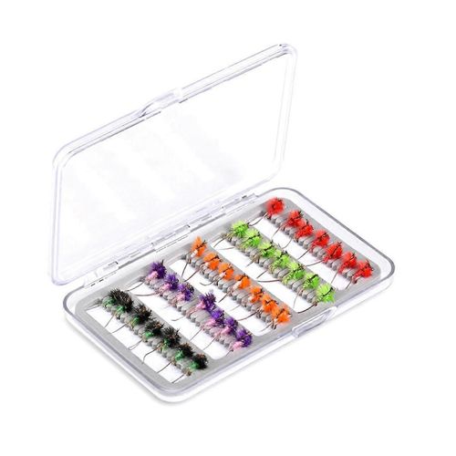 Ensemble D¿Appâts De Pêche À La Mouche Avec Boîte Petit Hameçon À Mouche Insecte Volant 5 Couleurs 35 Pcs Leurre Appât De Pêche À La Mouche