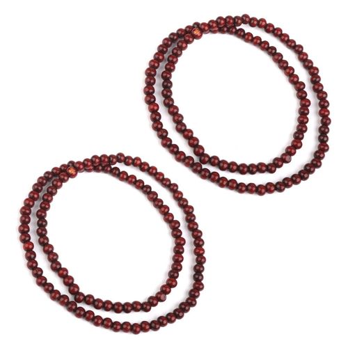 2x Bracelet De Chaine De Priere En Bois De 108 Pcs De Bouddhiste Violet-Rouge