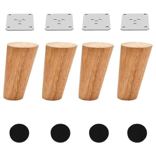 Bois 4 Pouces Conique Meubles Pieds Lot De 4 Rond Solide Inachevé Mid Century Canapé Pieds Pieds De Remplacement Pour Canapé