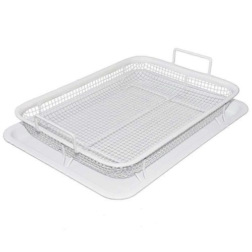 Panier à friteuse à air en acier inoxydable pour le four, bac à légumes et panier pour four 13 x 9,6 pouces, pour frites/bacon/poulet
