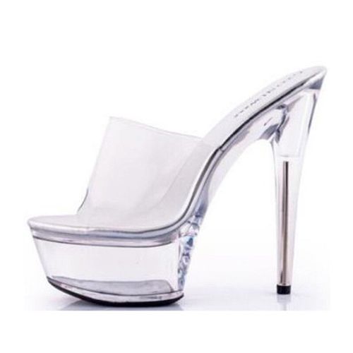 Mclubgirl-Sandales Plateforme Imperméables À Talons Super Hauts,Chaussures De Mariage En Clip Transparent,Stiletto Sexy,Lineau,Été,34-43,15cm