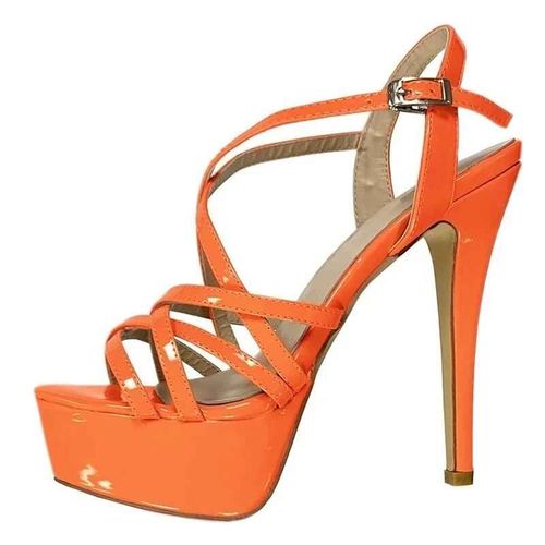 Loslandifen 2025 14cm Plate-Forme Talons Hauts Sandales Sexy Bride À La Cheville Bout Ouvert Gladiateur Robe De Soirée Femmes Chaussures Grande Taille 44