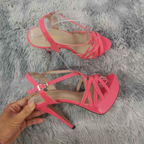 Loslandifen 2025 14cm Plate-Forme Talons Hauts Sandales Sexy Bride À La Cheville Bout Ouvert Gladiateur Robe De Soirée Femmes Chaussures Grande Taille 44