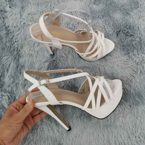 Loslandifen 2025 14cm Plate-Forme Talons Hauts Sandales Sexy Bride À La Cheville Bout Ouvert Gladiateur Robe De Soirée Femmes Chaussures Grande Taille 44