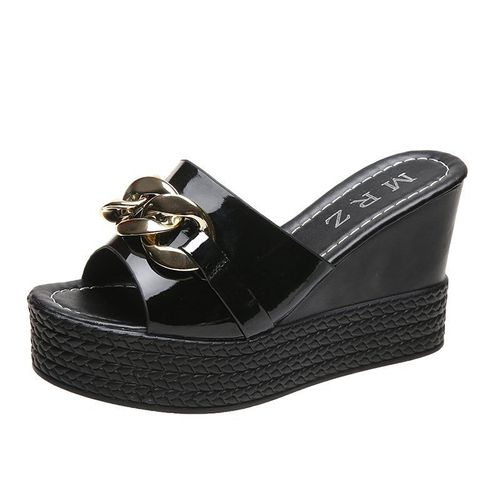 Johigh-Pantoufles À Talons Compensés Pour Femme,Chaussures De Mariage,Blanc,Noir,Diapositives À Plateforme,Pantoufles De Plage,Été 2022