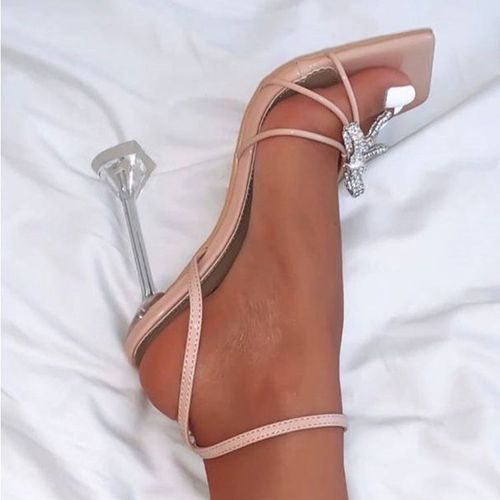 Comemore-Sandales Sexy À Talons Hauts Et Strass Pour Femme,Chaussures D'été À La Mode,Grande Taille 42 43,2023