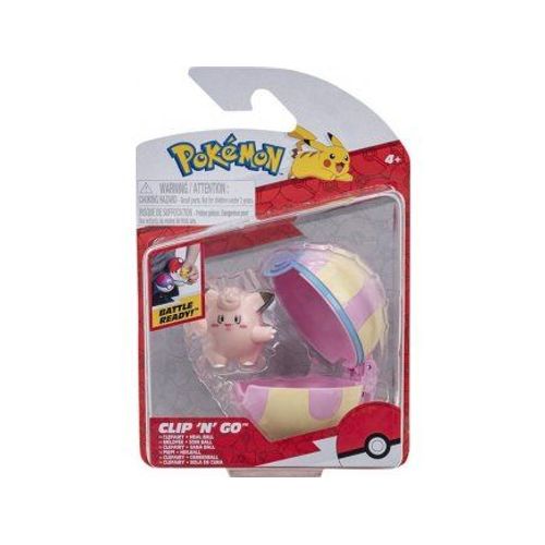 Coffret Pokemon Pokeball - Mélofée Et Sa Soin Ball Rose - Soinball - Clip 'n' Go - Figurine - Set Jouet Garçons + 1 Carte Animaux