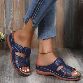 Sandales À L'offre Elles Compensées Pour Femmes,Premium Orth4wd,Open Parker,Vintage,Antidérapant,Cuir,Décontracté,Plateforme,Chaussures Rétro,Été,2024