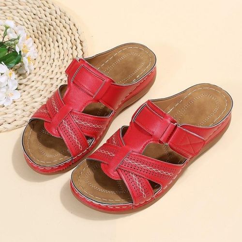 Sandales À L'offre Elles Compensées Pour Femmes,Premium Orth4wd,Open Parker,Vintage,Antidérapant,Cuir,Décontracté,Plateforme,Chaussures Rétro,Été,2024