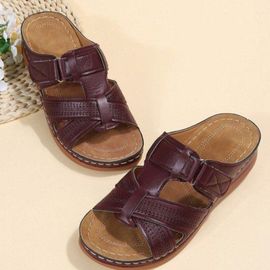Sandales À L'offre Elles Compensées Pour Femmes,Premium Orth4wd,Open Parker,Vintage,Antidérapant,Cuir,Décontracté,Plateforme,Chaussures Rétro,Été,2024