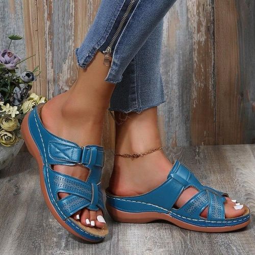 Sandales À L'offre Elles Compensées Pour Femmes,Premium Orth4wd,Open Parker,Vintage,Antidérapant,Cuir,Décontracté,Plateforme,Chaussures Rétro,Été,2024