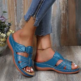 Sandales À L'offre Elles Compensées Pour Femmes,Premium Orth4wd,Open Parker,Vintage,Antidérapant,Cuir,Décontracté,Plateforme,Chaussures Rétro,Été,2024