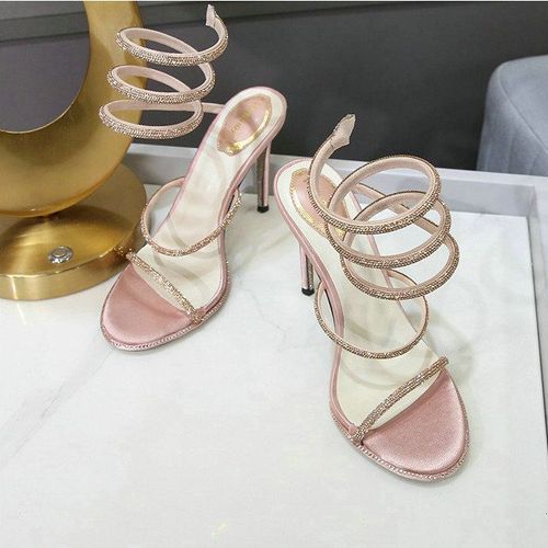 Escarpins De Luxe À Talons Aiguilles Pour Femmes,Sandales De Salle En Cristal,Bout Ouvert,Chaussures De Patients De Mariage,Été 2023