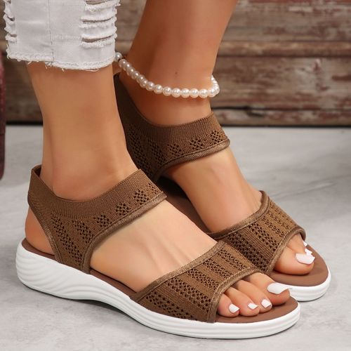 Sandales De Sport En Maille Pour Femmes,Chaussures Plates Tissées Volantes,Bouche De Poisson Décontractée,Grande Taille,43,Nouvelle Mode D'été