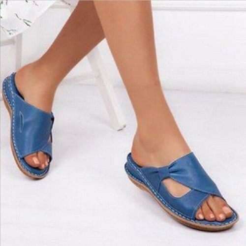 Sandales En Cuir Pu Pour Femmes,Pantoufles D'été Décontractées Et Respirantes