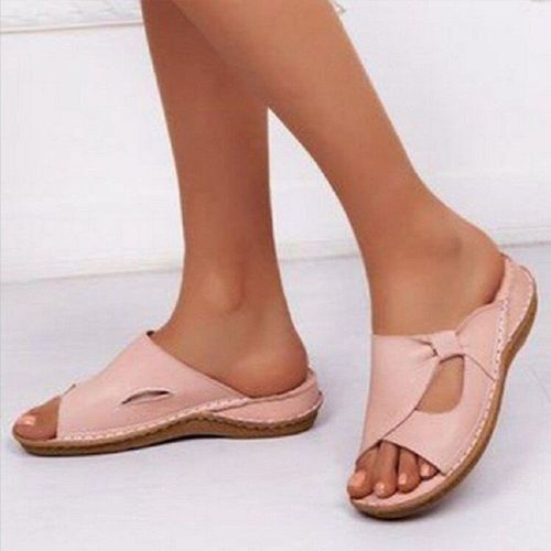 Sandales En Cuir Pu Pour Femmes,Pantoufles D'été Décontractées Et Respirantes