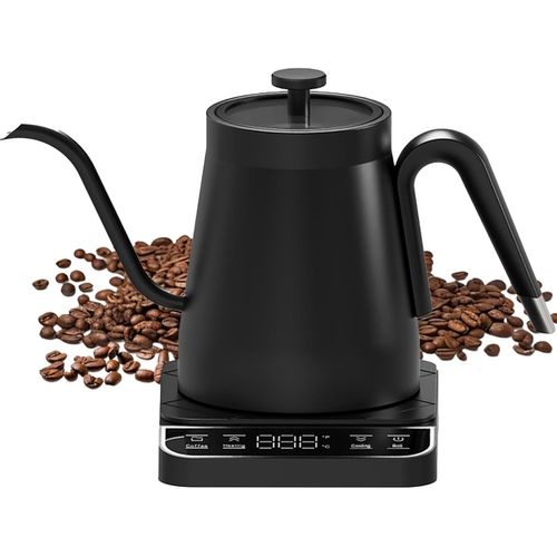 1350W Bouilloire Col De Cygne En Acier Inoxydable,Température Du Café À Une Touche,Theiere Electrique Temperature Reglable,Noir Mat