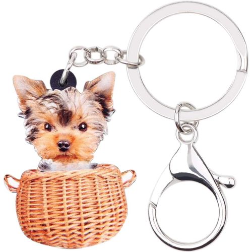 Cute Acrylique Porte-Clés De Yorkshire Chien Pour Femme Filles Cadeau Charms