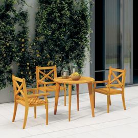 Chaises À Manger D'extérieur Lot De 3 Bois D'acacia Massif